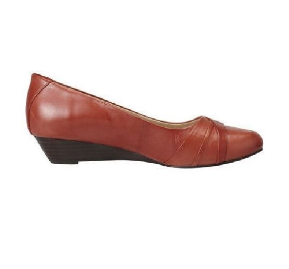 Womens Ladies Hush Puppies Paige Red Leather Wedge Heel Casual Shoes