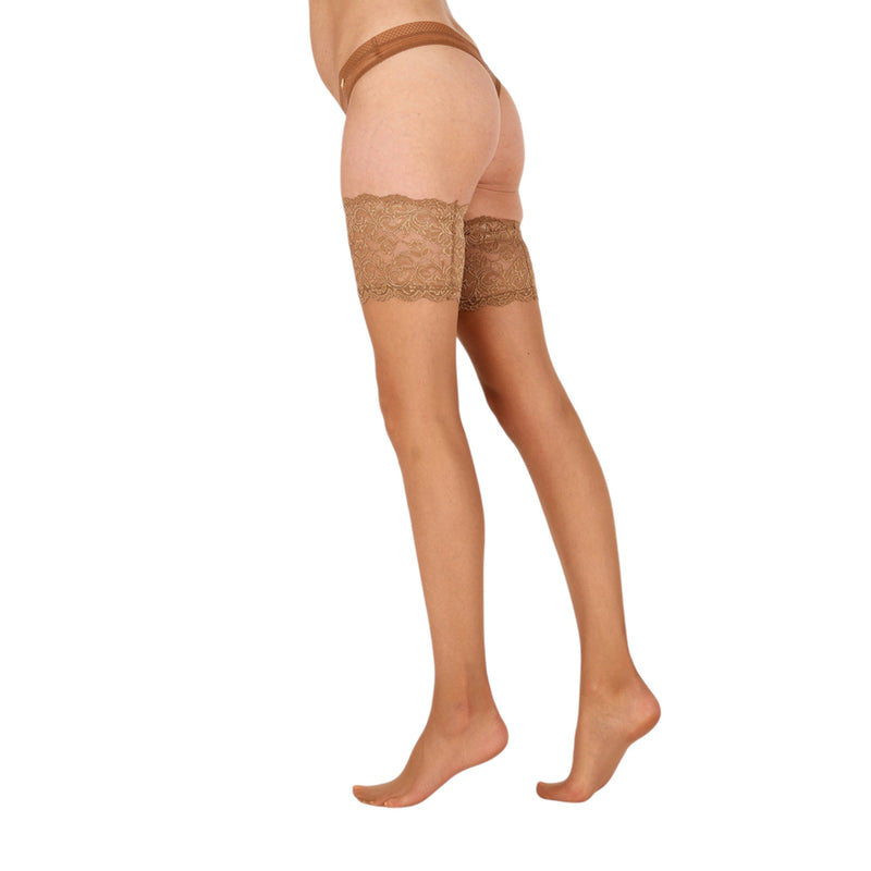 Womens Voodoo 15 Denier Lace Top Stay-Up Tights Hosiery Honey Dew Stockings