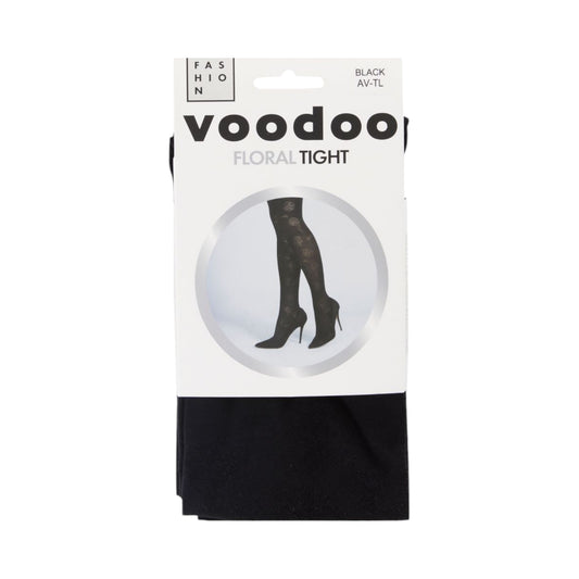 Womens Voodoo Floral Tights Black Stockings