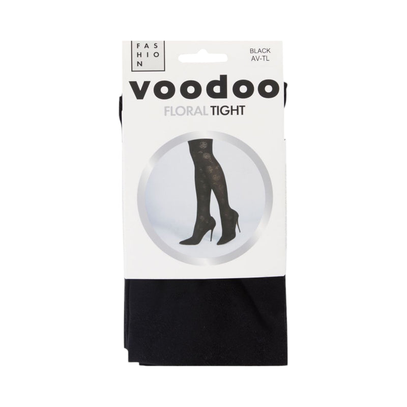 4 x Womens Voodoo Floral Tights Black Stockings