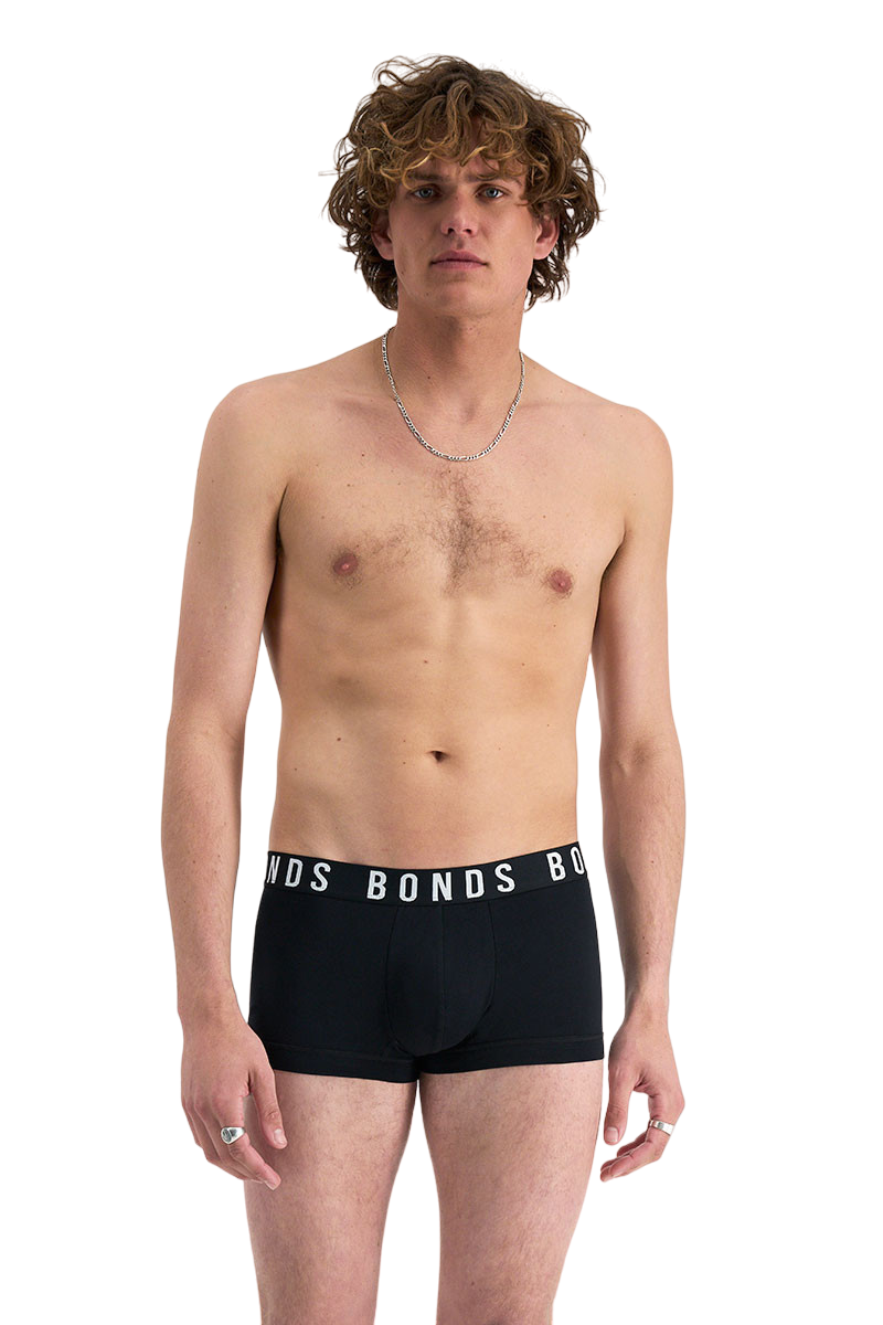 3 x Bonds Mens Icons Low Rise Trunks Underwear Black