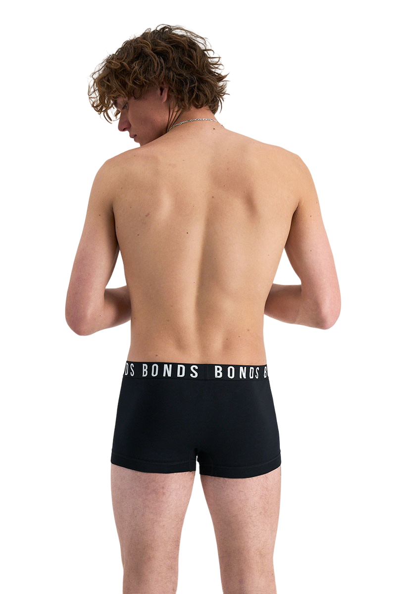 3 x Bonds Mens Icons Low Rise Trunks Underwear Black