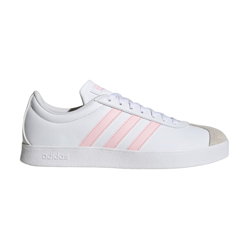 Adidas Womens Vl Court Base White/ Pink Casual Shoes