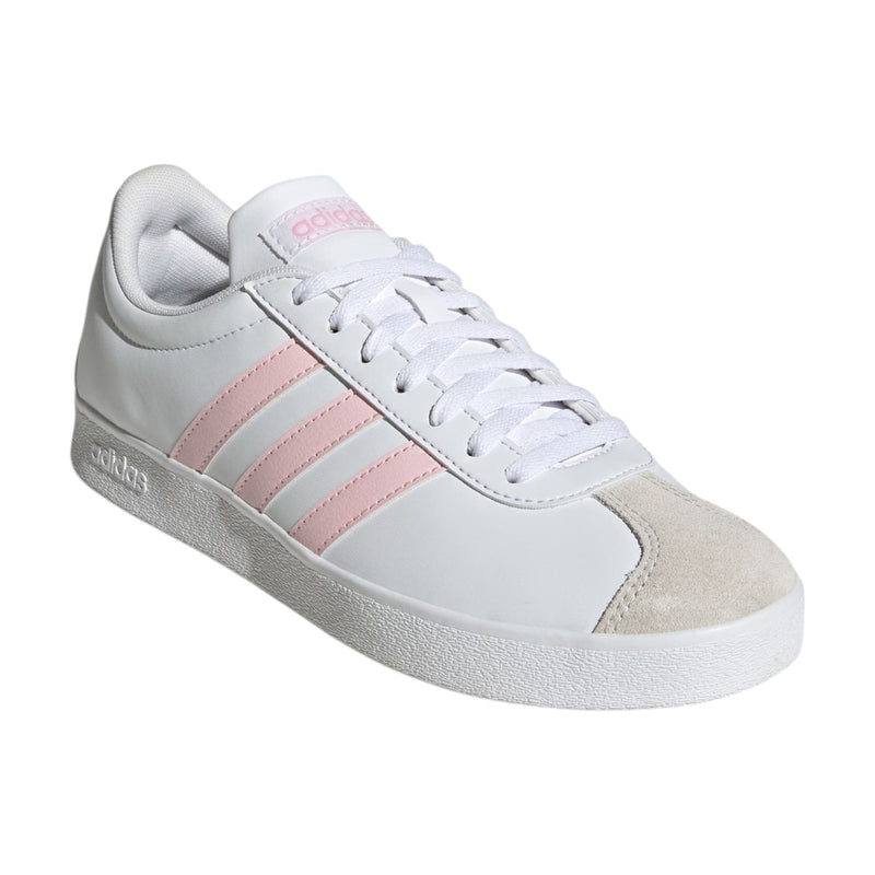 Adidas Womens Vl Court Base White/ Pink Casual Shoes