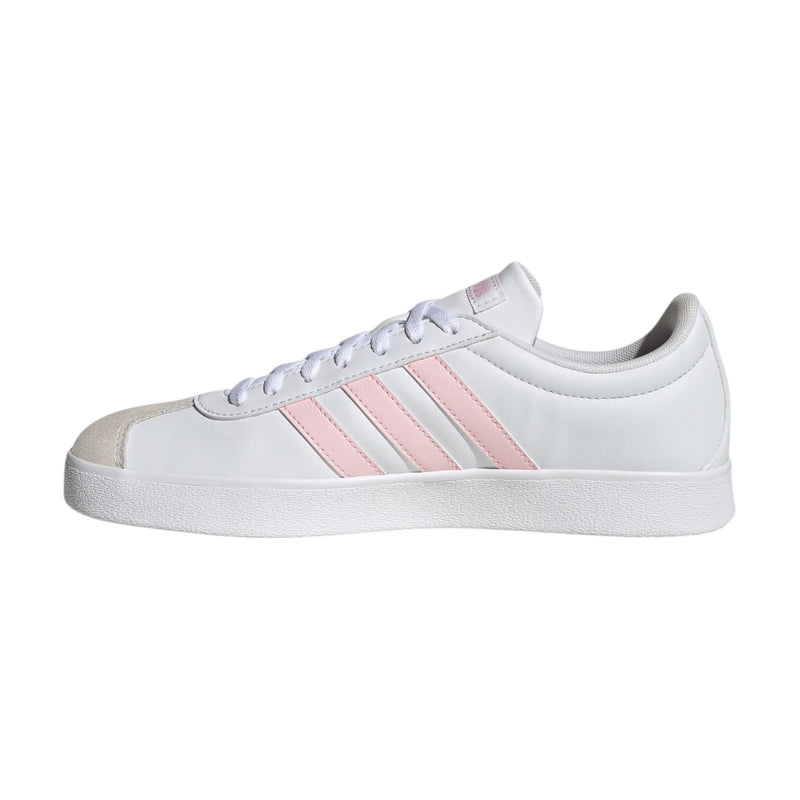 Adidas Womens Vl Court Base White/ Pink Casual Shoes