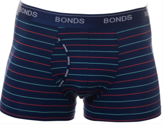 Mens Bonds Microfibre Guyfront Trunks Underwear Navy/Red/Aqua Stripes