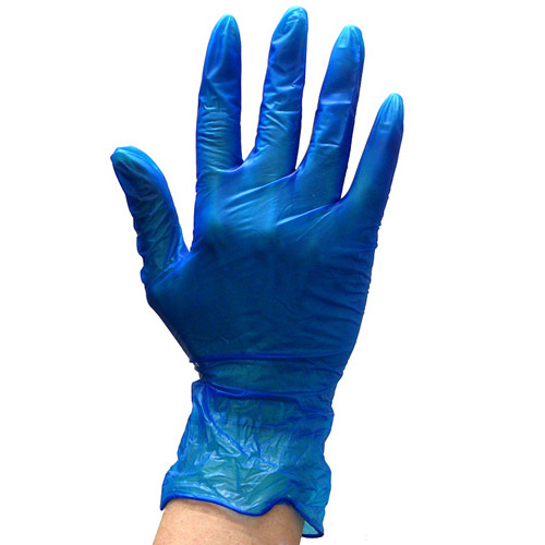500Pcs Premium Vinyl Disposable Gloves Blue Powdered Powder Free Medium / Large