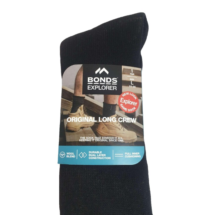 Mens Bonds Original Long Explorer Wool Crew Socks