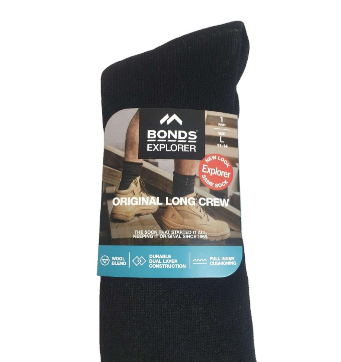 Long Mens Original Holeproof Explorer Wool Blend Socks Black Outdoor Work Size
