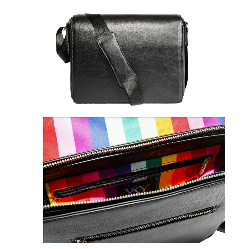 Unisex Adults VKY Konstantine Messenger Shoulder Handbag Black / Rainbow