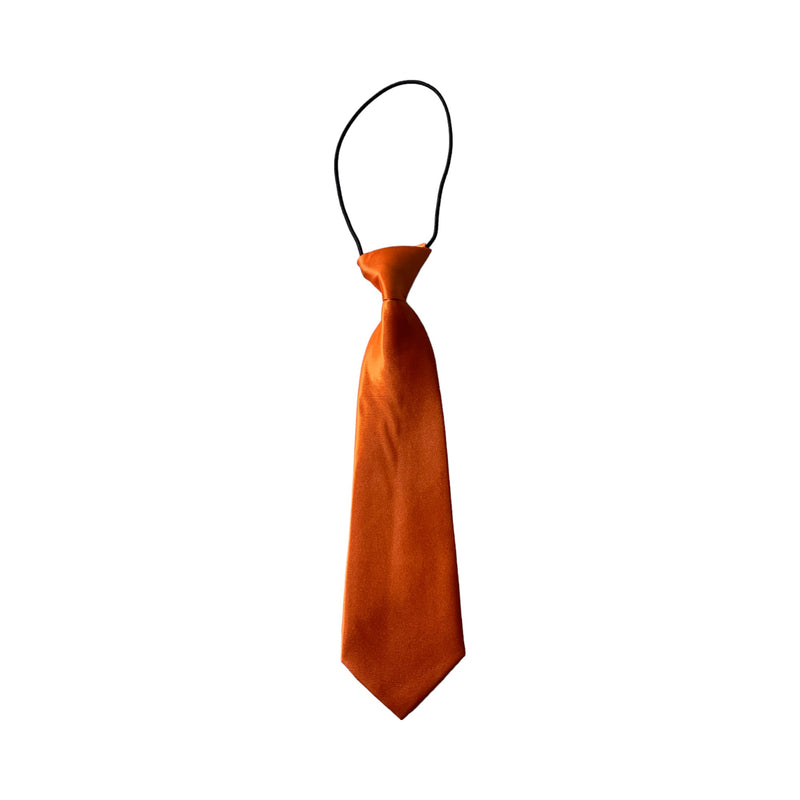 Kids Boys Orange Elastic Plain Neck Tie