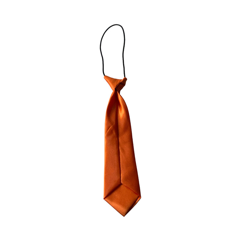 Kids Boys Orange Elastic Plain Neck Tie