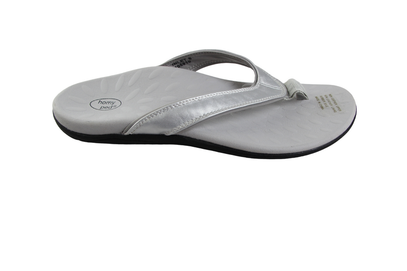 Womens Homyped Inlet Silver Thongs Slip On Shoes Flats