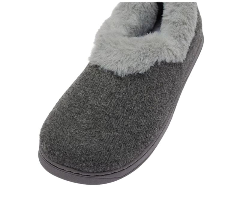 Womens Grosby Invisible Beatrice Grey Fur Slippers Slip On Ladies Shoes