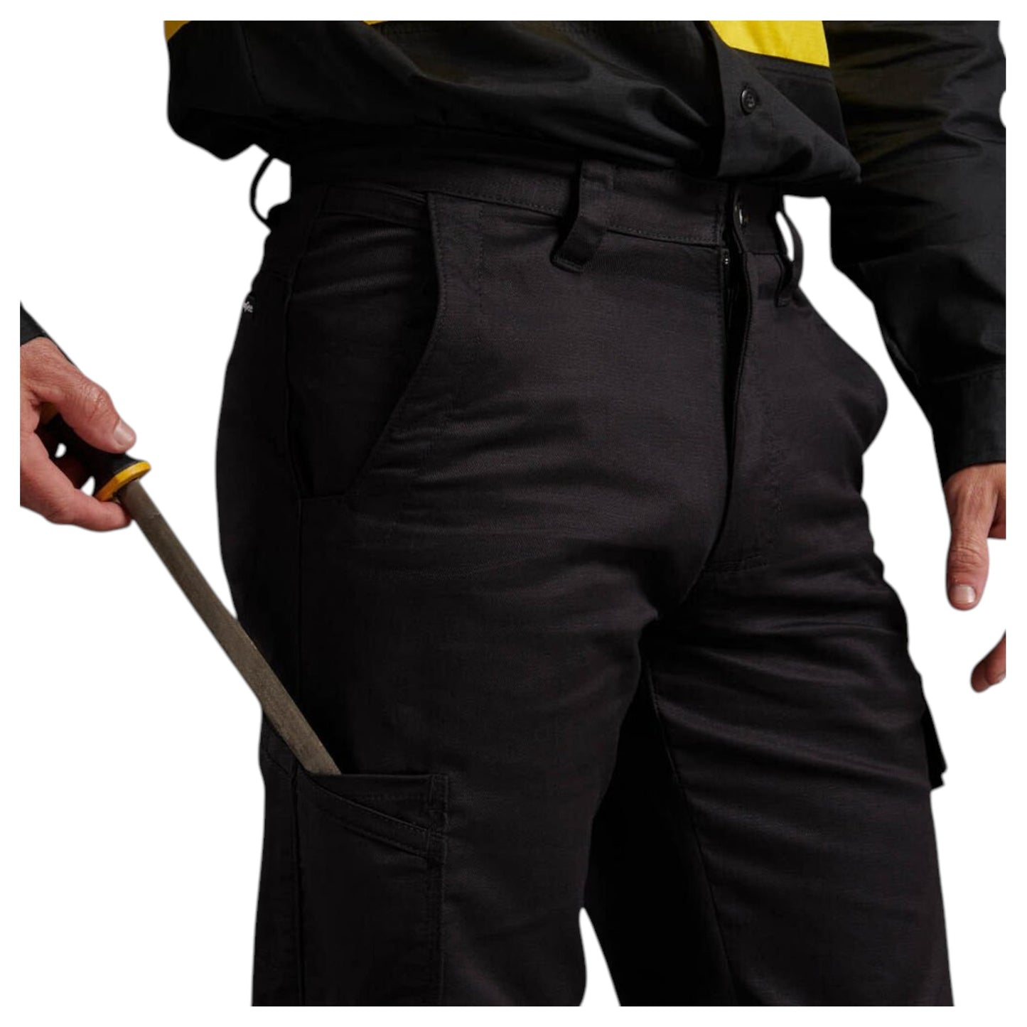 Mens KingGee Workcool 2 Lightweight Ripstop Workwear Pants Black