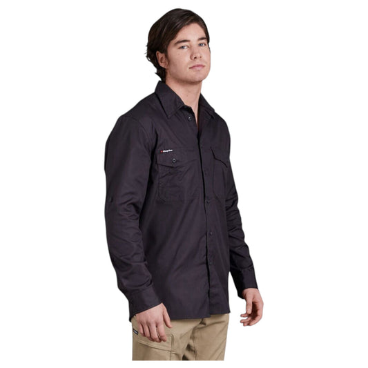 Mens KingGee Workcool 2 Lightweight Ripstop Long Sleeve Work Shirt Charcoal