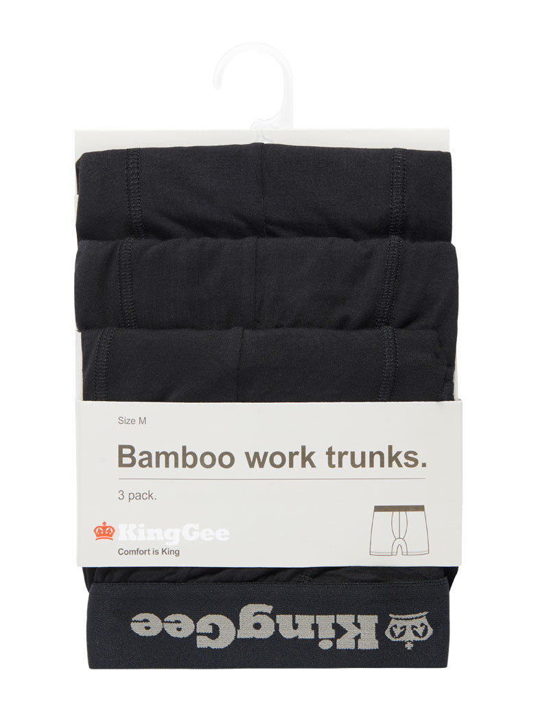 3 Pack Mens KingGee Bamboo Work Trunk - 3 Pack Trunks Underwear Black