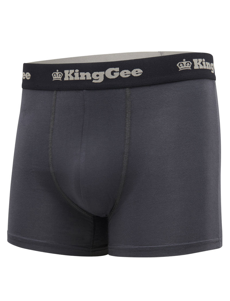 3 Pack Mens KingGee Bamboo Work Trunk - 3 Pack Trunks Underwear Charcoal