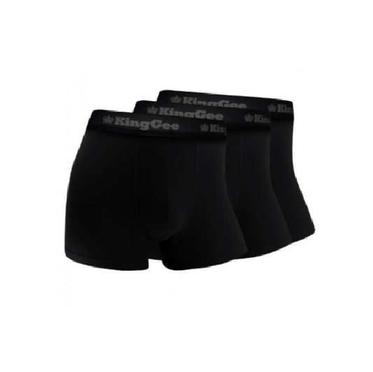 3 Pack Mens KingGee Bamboo Work Trunk - 3 Pack Trunks Underwear Black