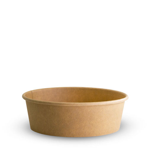 250 X Brown Kraft Paper Food Bowls And Lids 500Ml