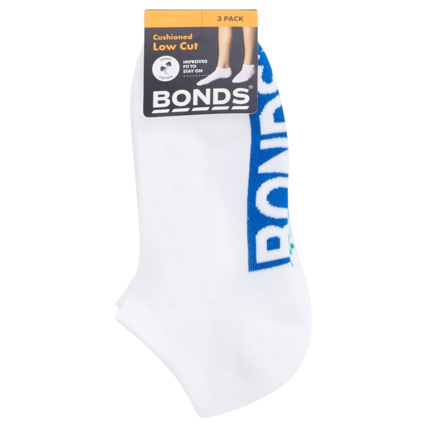 3 Pack Kids Bonds Logo Cushioned Low Cut White