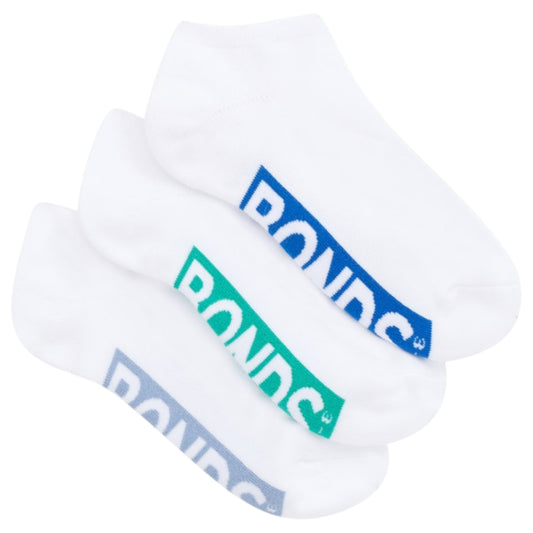 3 Pack Kids Bonds Logo Cushioned Low Cut White