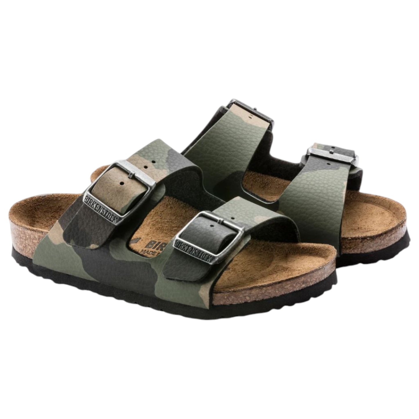 Unisex Kids Birkenstock Arizona Birko-Flor Sandals Camo Khaki
