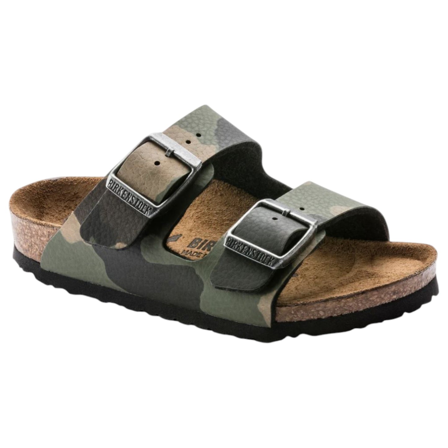 Unisex Kids Birkenstock Arizona Birko-Flor Sandals Camo Khaki