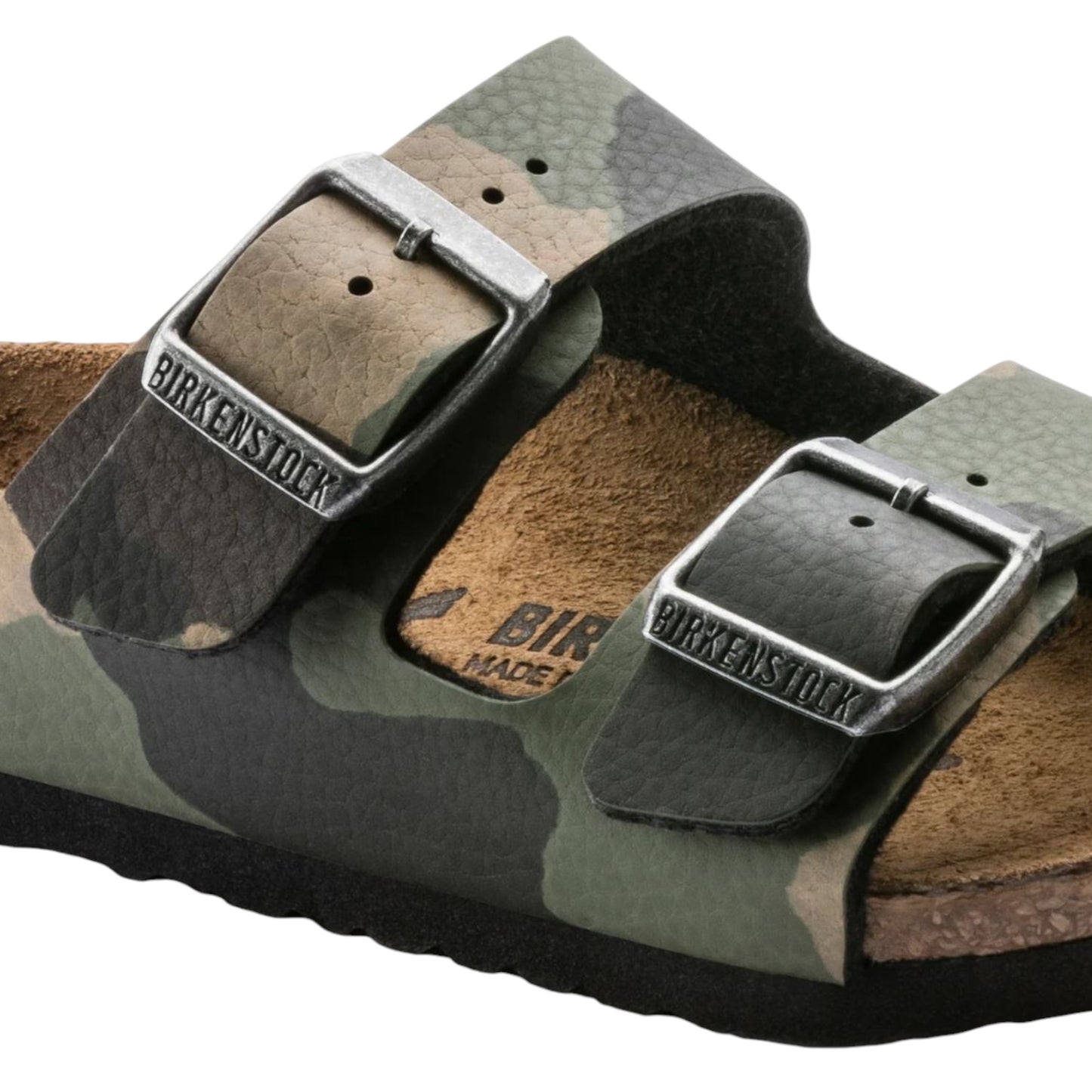Unisex Kids Birkenstock Arizona Birko-Flor Sandals Camo Khaki