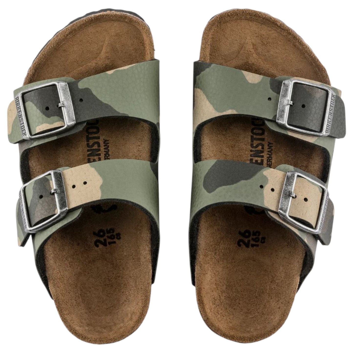Unisex Kids Birkenstock Arizona Birko-Flor Sandals Camo Khaki