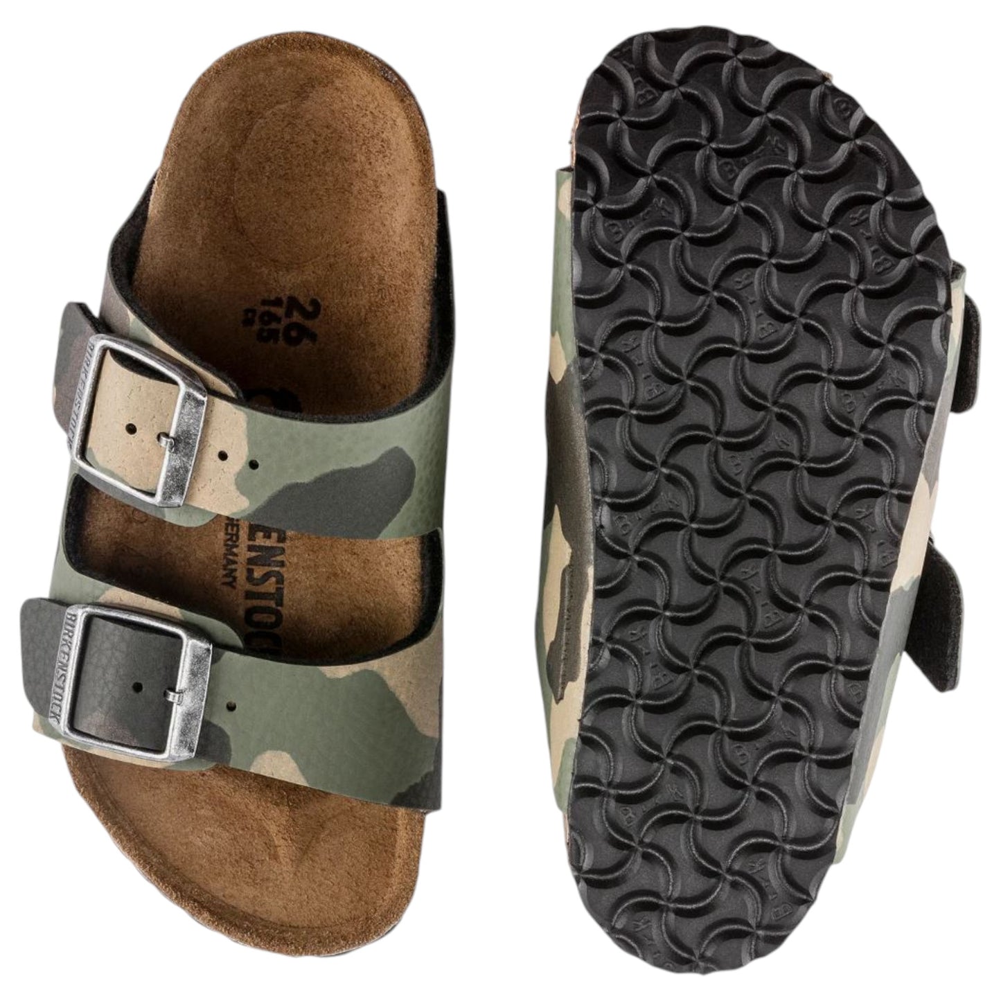Unisex Kids Birkenstock Arizona Birko-Flor Sandals Camo Khaki
