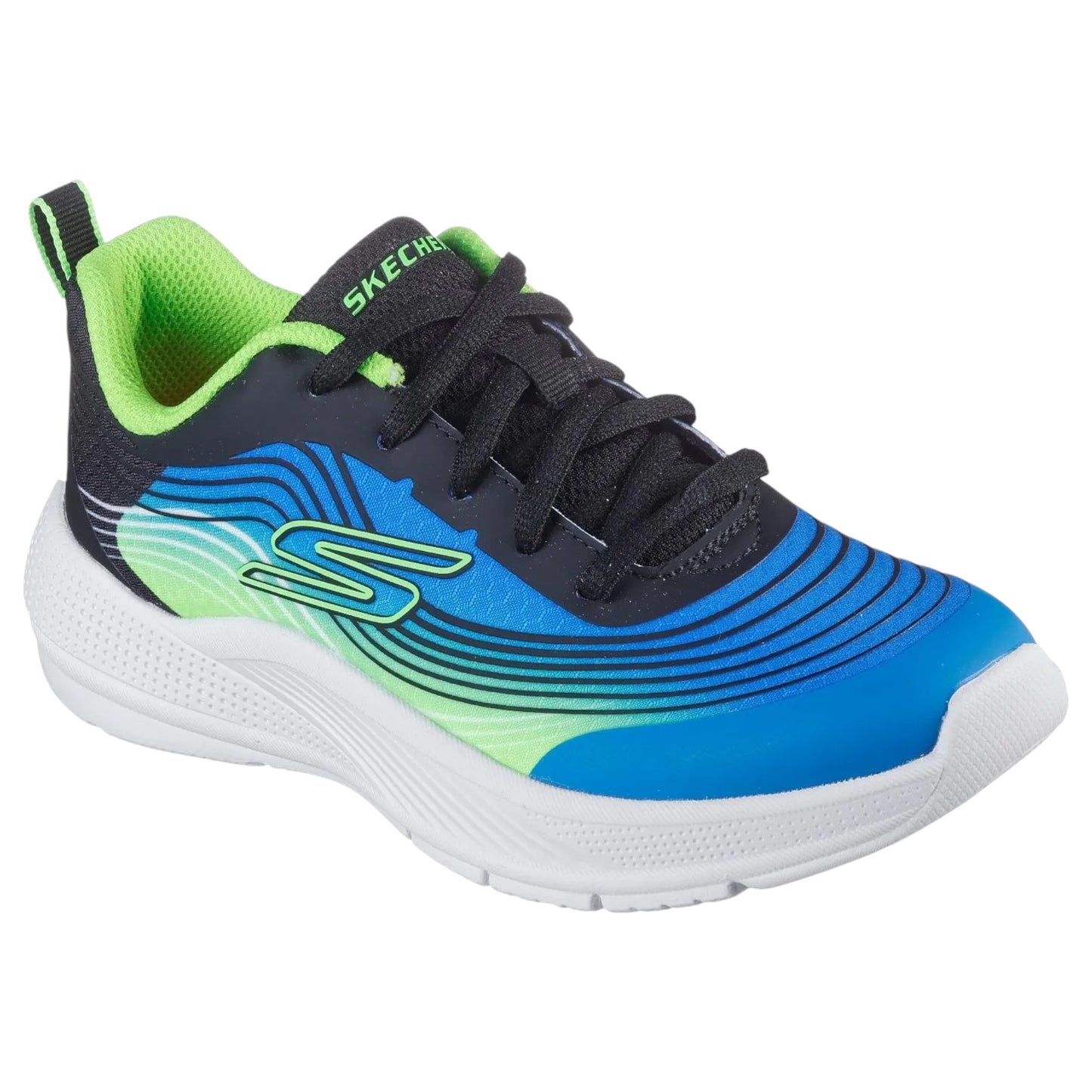 Kids Boys Skechers Microspec Advance Athletic Shoes Blue/Lime