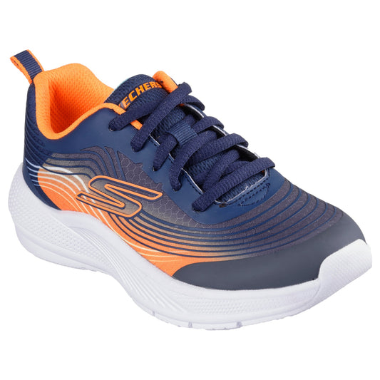 Kids Boys Skechers Microspec Advance Athletic Shoes Navy/Orange