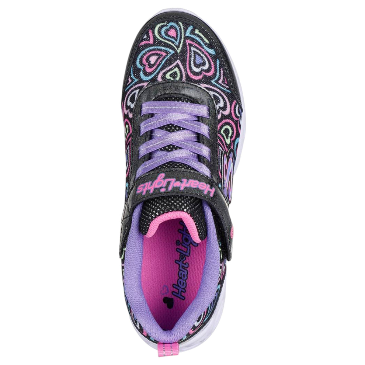 Kids Girls Skechers Heart Lights - Boogie Love Athletic Shoes Black Multi