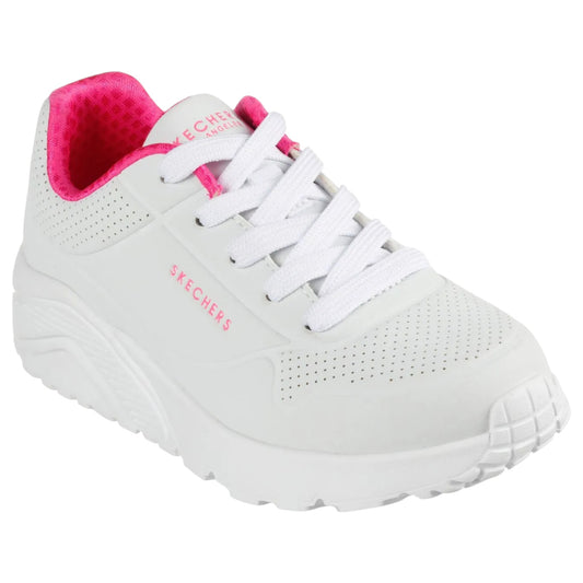 Kids Girls Skechers Uno Lite - In My Zone Athletic Shoes White/Hot Pink