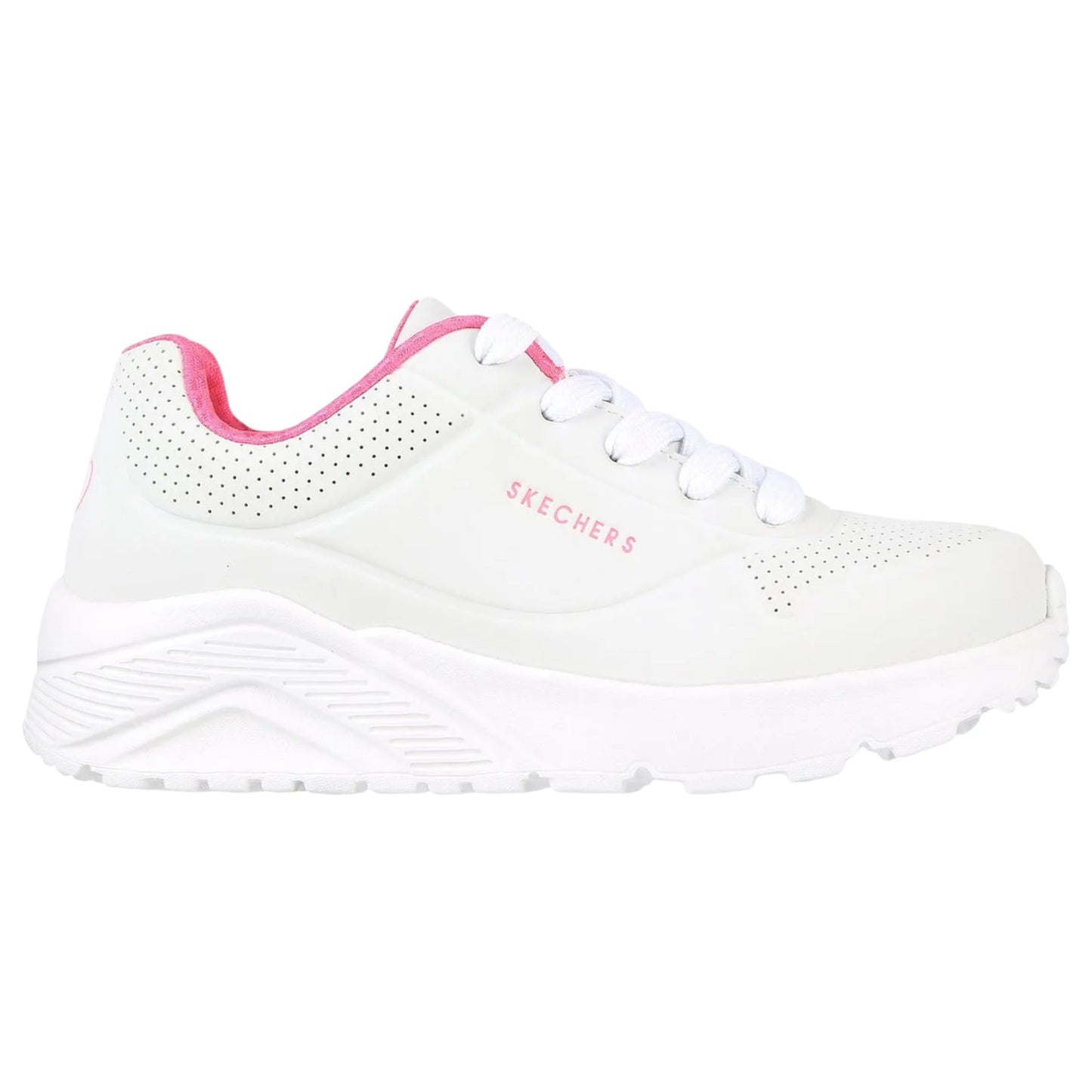 Kids Girls Skechers Uno Lite - In My Zone Athletic Shoes White/Hot Pink