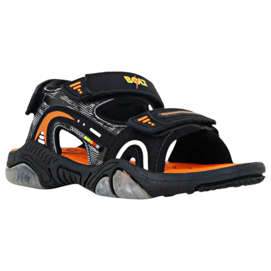 Kids Boys Lightning Bolt Lawson Sandals Black/ Orange
