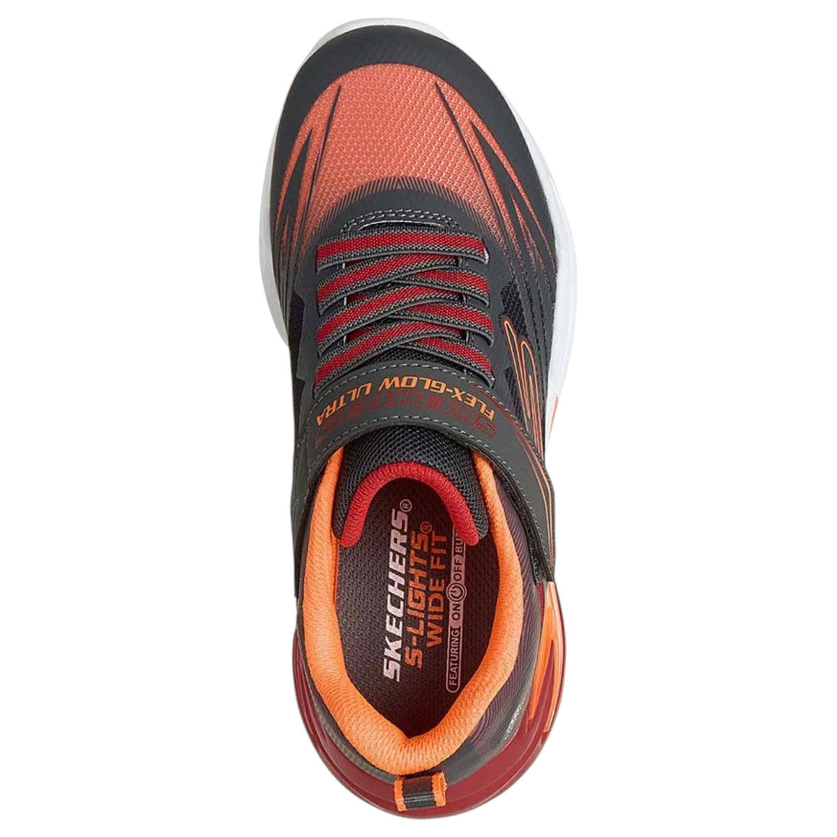 Kids Boys Skechers S-Lights: Flex-Glow Ultra Shoes Charcoal/Red