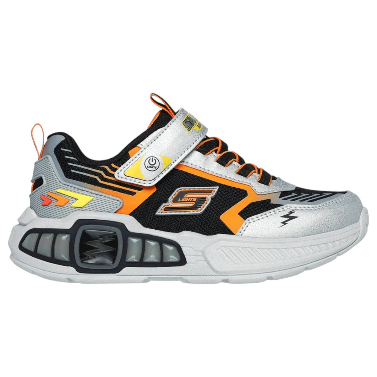 Kids Boys Skechers S-Lights: Light Storm 3.0 Shoes Silver Black
