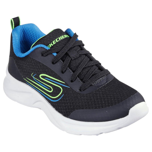 Kids Boys Skechers Dynamatic Shoes Black/Blue/Lime