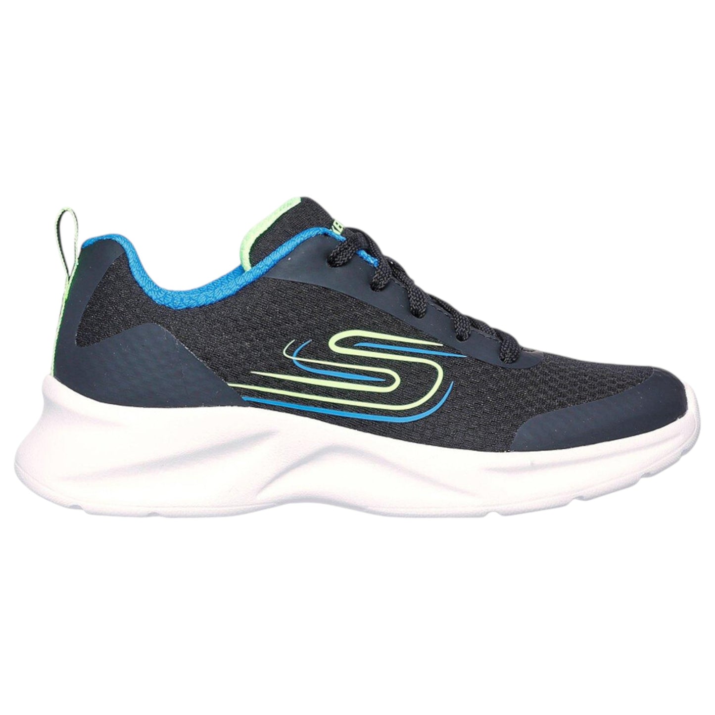 Kids Boys Skechers Dynamatic Shoes Black/Blue/Lime