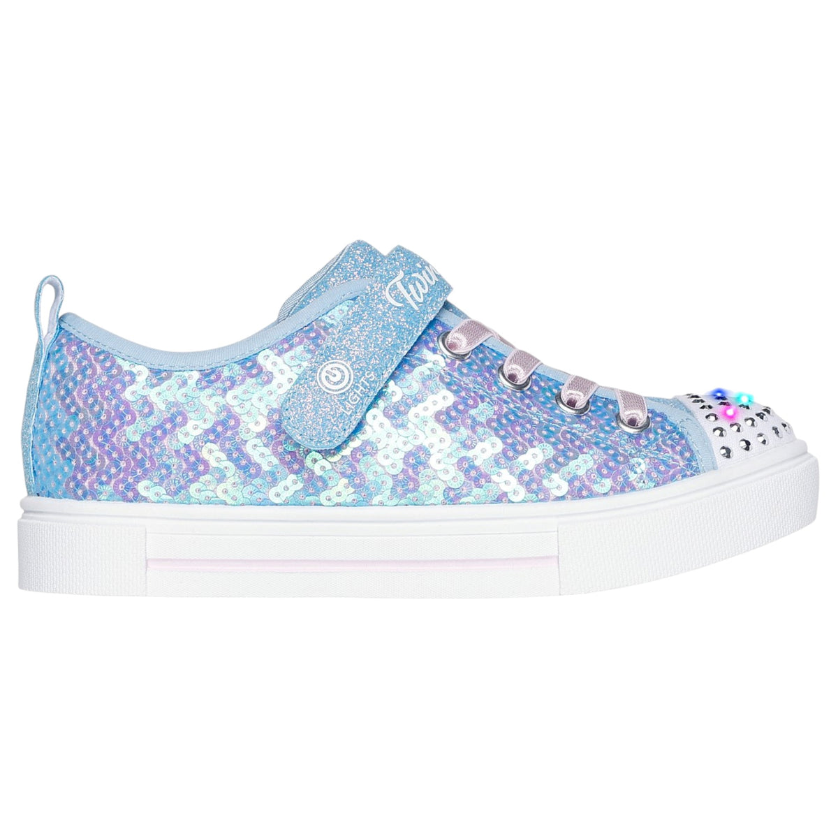 Kids Girls Skechers Twinkle Sparks - Sequin Party Shoes Light Blue Multi
