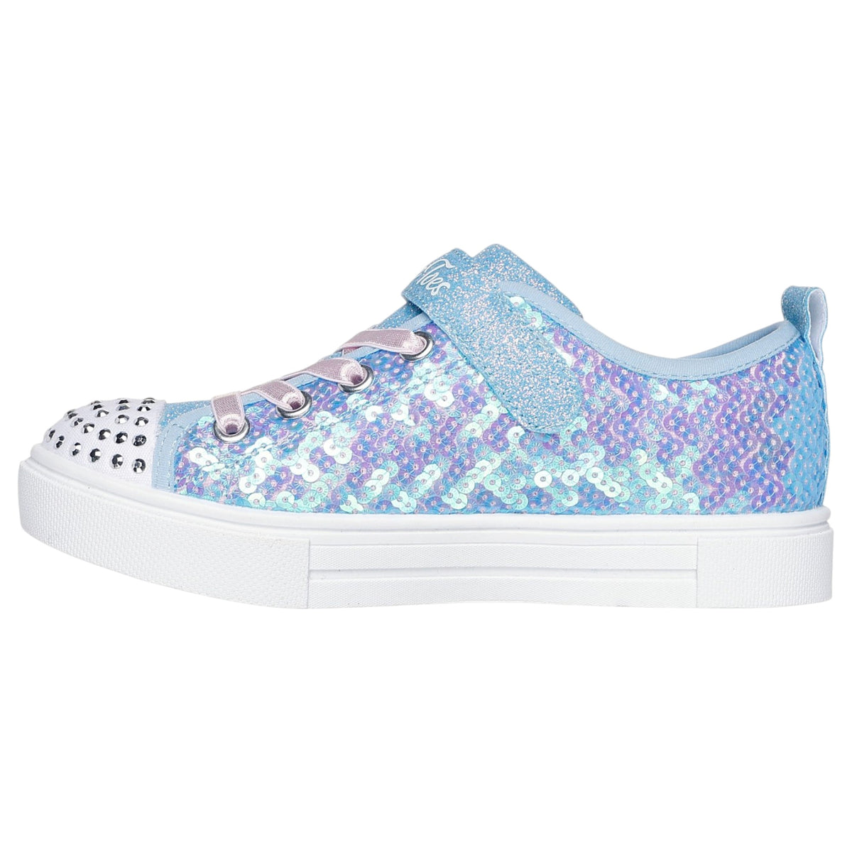 Kids Girls Skechers Twinkle Sparks - Sequin Party Shoes Light Blue Multi