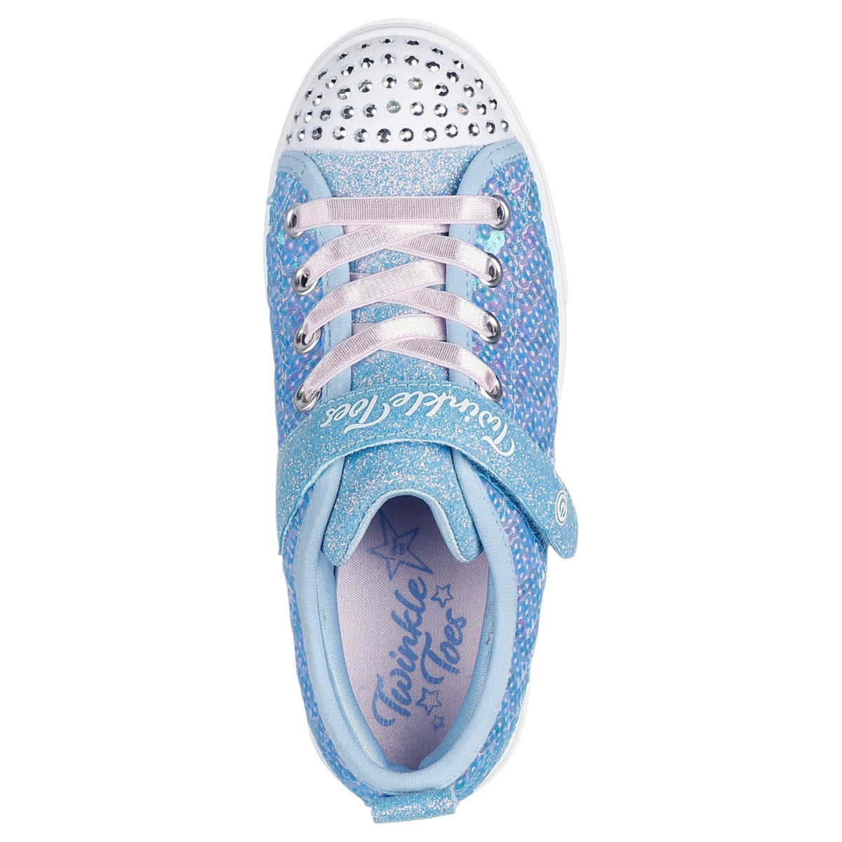 Kids Girls Skechers Twinkle Sparks - Sequin Party Shoes Light Blue Multi