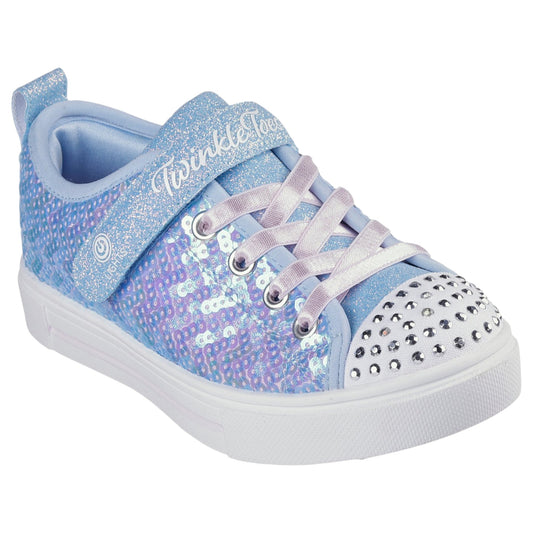 Kids Girls Skechers Twinkle Sparks - Sequin Party Shoes Light Blue Multi