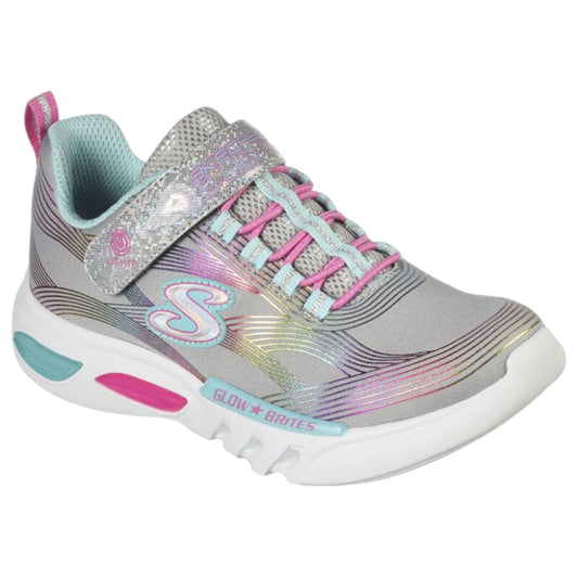 Kids Girls Skechers Glow - Brites Shoes Grey / Multi