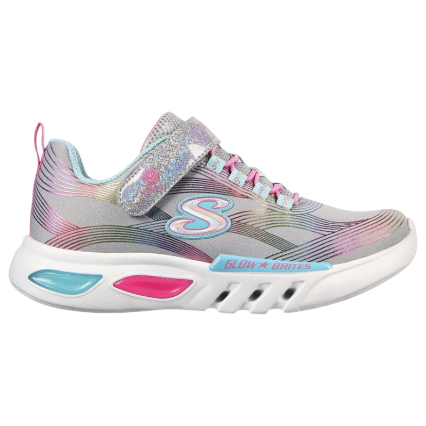Kids Girls Skechers Glow - Brites Shoes Grey / Multi