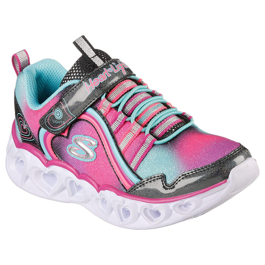 Kids Girls Skechers Heart Lights Rainbow Lux Shoes Black / Multi