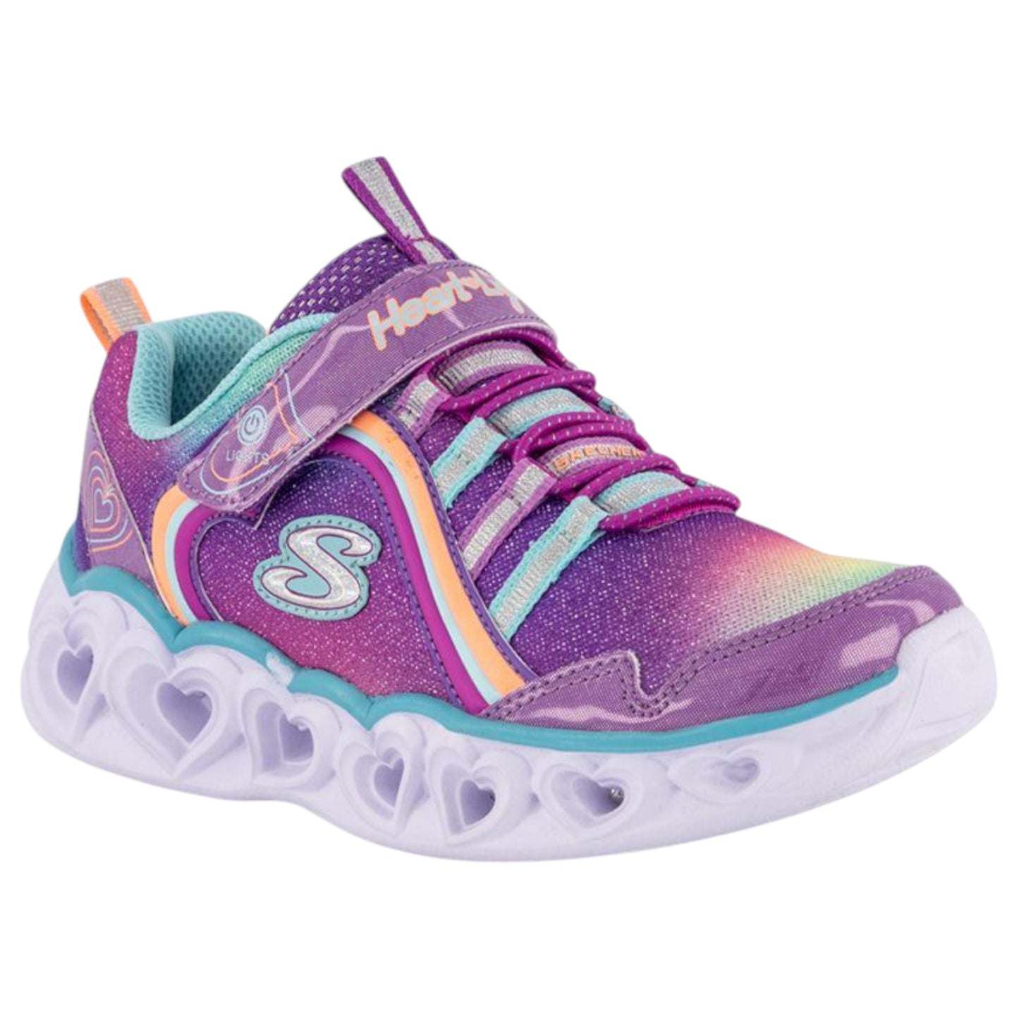 Kids Girls Skechers Heart Lights Rainbow Lux Shoes Purple / Multi