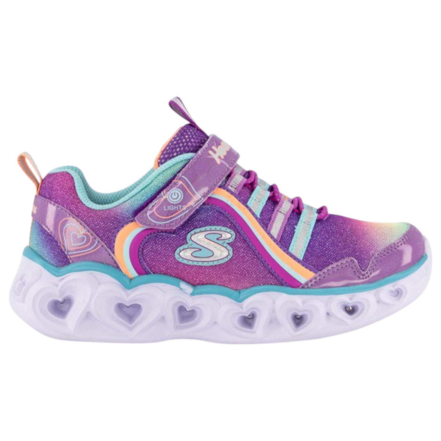 Kids Girls Skechers Heart Lights Rainbow Lux Shoes Purple / Multi